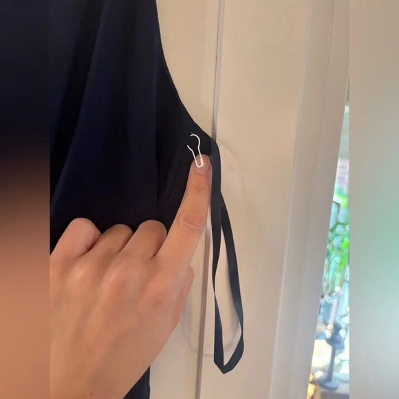 new Staud Dena drop waist poplin maxi dress in navy blue cotton - Picture 8 of 11